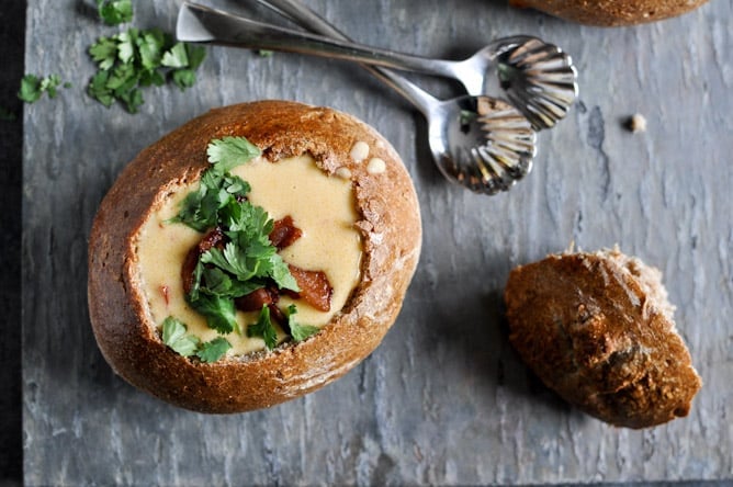 Beer Cheese Soup in Easy Homemade Whole Wheat Bread Bowls I howsweeteats.com Beer Cheese Soup in Easy Homemade Whole Wheat Bread Bowls I howsweeteats.com