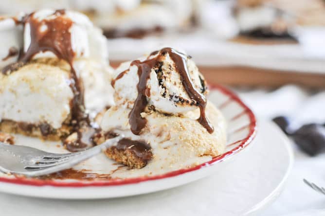 Gooey S'mores Ice Cream Cake I howsweeteats.com Gooey S'mores Ice Cream Cake I howsweeteats.com