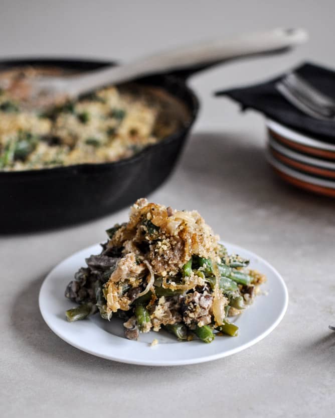 Lightened Up Fresh Green Bean Casserole I howsweeteats.com Lightened Up Fresh Green Bean Casserole I howsweeteats.com