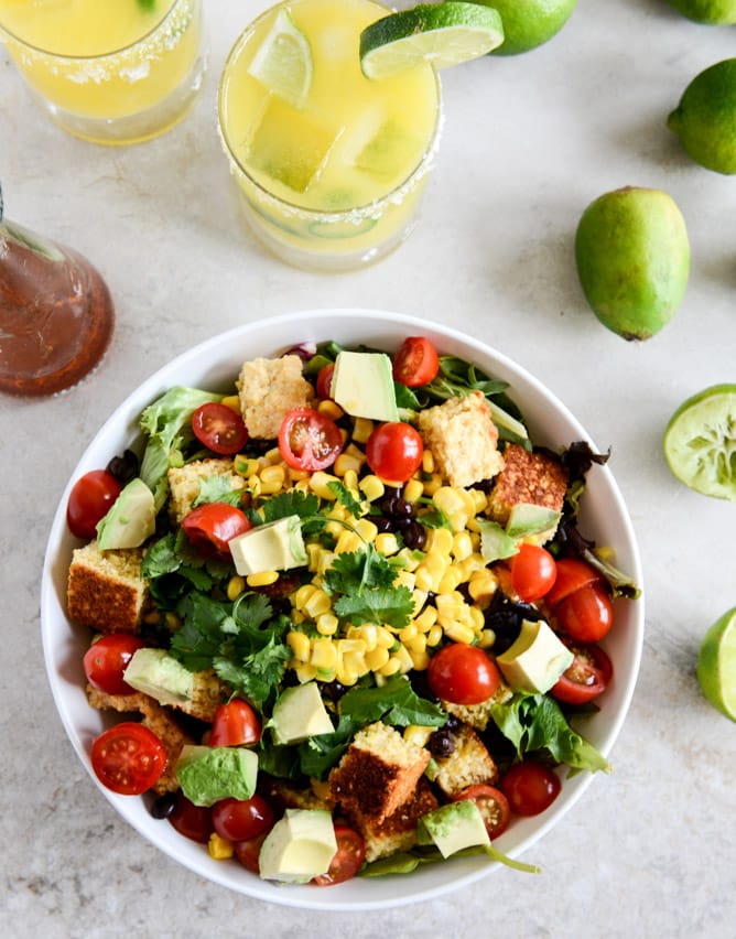 Black Bean + Cornbread Panzanella Salad I howsweeteats.com Black Bean + Cornbread Panzanella Salad I howsweeteats.com