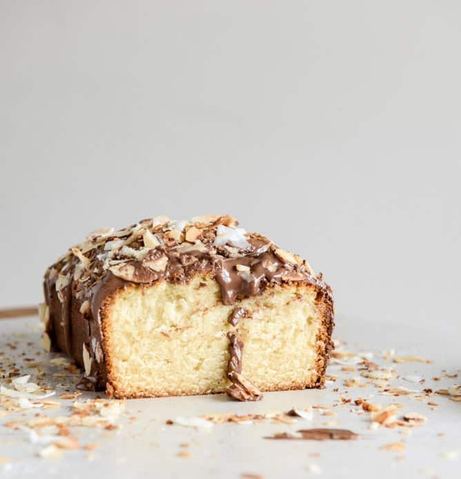 Spiked Almond Joy Poundcake I howsweeteats.com Spiked Almond Joy Poundcake I howsweeteats.com