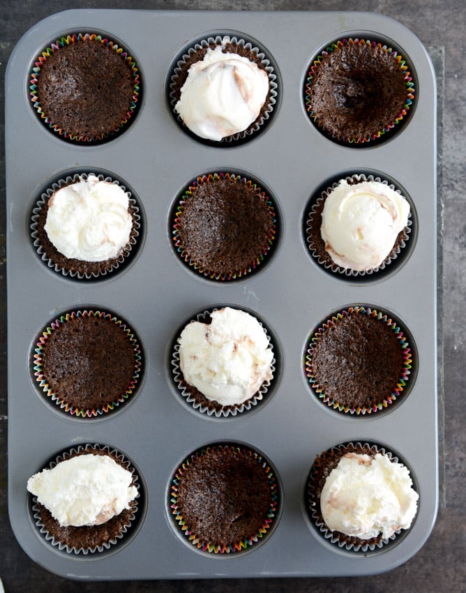 Fudge Brownie and Coconut Ice Cream Cupcakes I howsweeteats.com Fudge Brownie and Coconut Ice Cream Cupcakes I howsweeteats.com