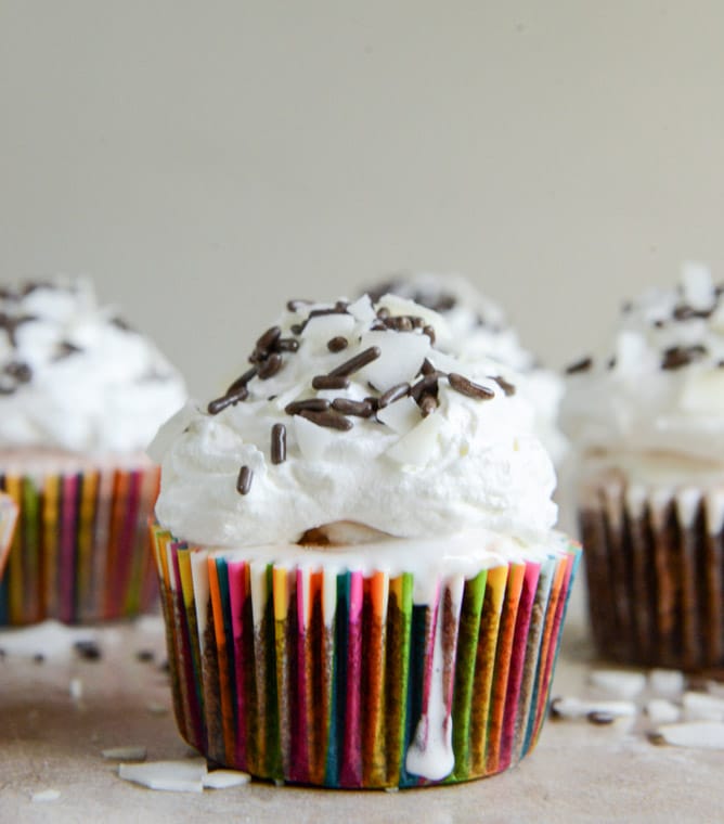 Fudge Brownie and Coconut Ice Cream Cupcakes I howsweeteats.com Fudge Brownie and Coconut Ice Cream Cupcakes I howsweeteats.com
