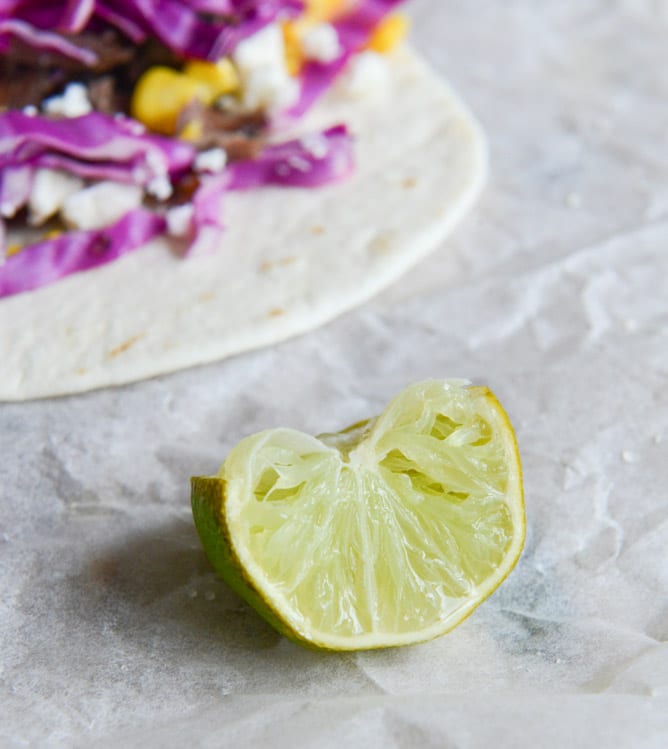 Crockpot Smoky Brisket Tacos with Shredded Cabbage + Sweet Corn I howsweeteats.com Crockpot Smoky Brisket Tacos with Shredded Cabbage + Sweet Corn I howsweeteats.com