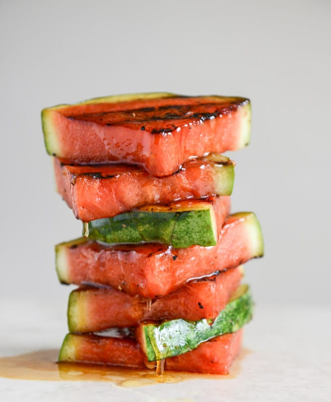 Honey Grilled Watermelon Caprese Salads I howsweeteats.com Honey Grilled Watermelon Caprese Salads I howsweeteats.com