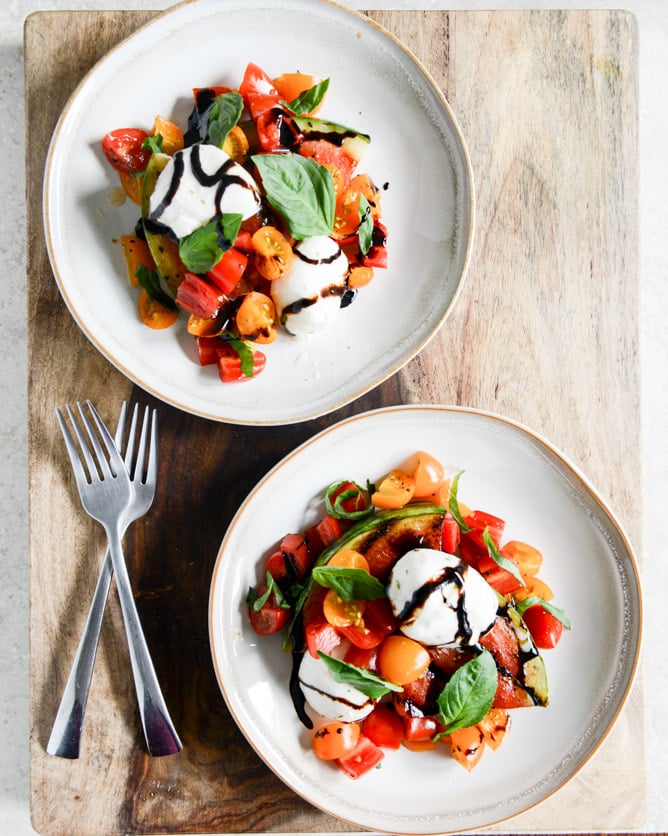Honey Grilled Watermelon Caprese Salads I howsweeteats.com Honey Grilled Watermelon Caprese Salads I howsweeteats.com