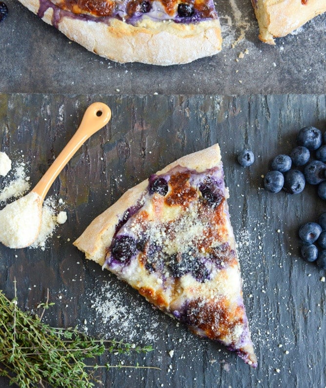 Blueberry Pizza with Whipped Ricotta + Caramelized Shallots I howsweeteats.com Blueberry Pizza with Whipped Ricotta + Caramelized Shallots I howsweeteats.com