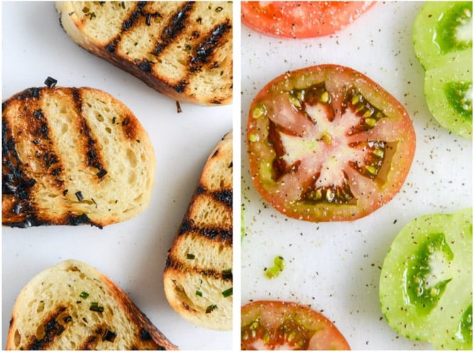 Grilled Sourdough with Buttery Herbs, Heirloom Tomatoes + a Honey Drizzle I howsweeteats.com Grilled Sourdough with Buttery Herbs, Heirloom Tomatoes + a Honey Drizzle I howsweeteats.com
