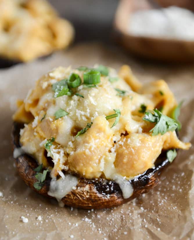 Mac + Cheese Stuffed Brown Sugar Balsamic Portobellos I howsweetetas.com Mac + Cheese Stuffed Brown Sugar Balsamic Portobellos I howsweetetas.com