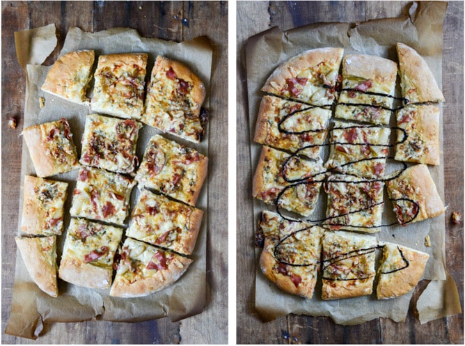 Caramelized Pear, Crispy Prosciutto + Blue Cheese Pizza I howsweeteats.com Caramelized Pear, Crispy Prosciutto + Blue Cheese Pizza I howsweeteats.com