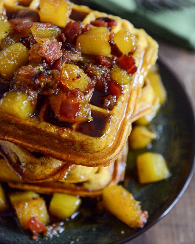 Pumpkin Waffles with Butternut Bacon Syrup I howsweeteats.com Pumpkin Waffles with Butternut Bacon Syrup I howsweeteats.com