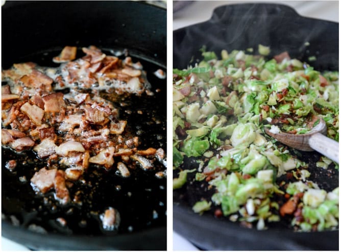 Cheesy Skillet Brussels Bacon Mac I howsweeteats.com Cheesy Skillet Brussels Bacon Mac I howsweeteats.com
