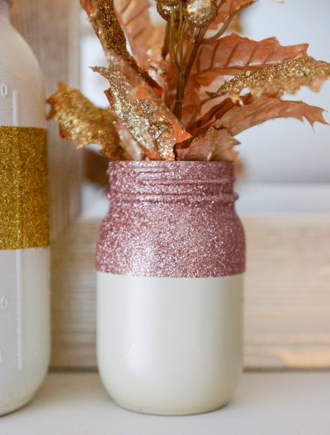 DIY Glittery Winter White Mason Jars I howsweeteats.com DIY Glittery Winter White Mason Jars I howsweeteats.com