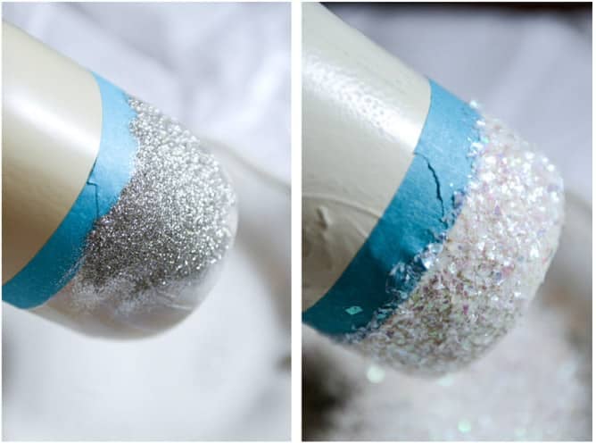 DIY Glittery Winter White Mason Jars I howsweeteats.com DIY Glittery Winter White Mason Jars I howsweeteats.com