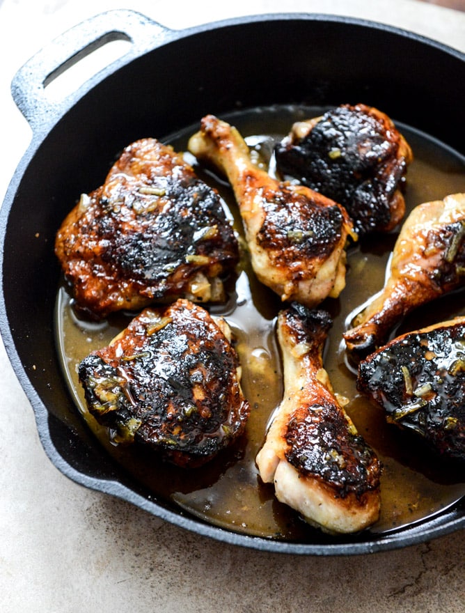 Beer Glazed Citrus Chicken with Orange Arugula Greens I howsweeteats.com Beer Glazed Citrus Chicken with Orange Arugula Greens I howsweeteats.com