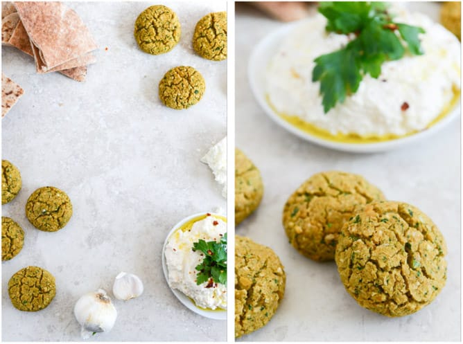Baked Falafel with Spicy Feta Dip I howsweeteats.com Baked Falafel with Spicy Feta Dip I howsweeteats.com