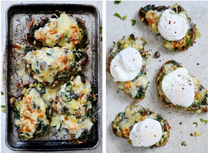 Broiled Fontina Toasts with Roasted Garlic and Poached Eggs I howsweeteats.com Broiled Fontina Toasts with Roasted Garlic and Poached Eggs I howsweeteats.com