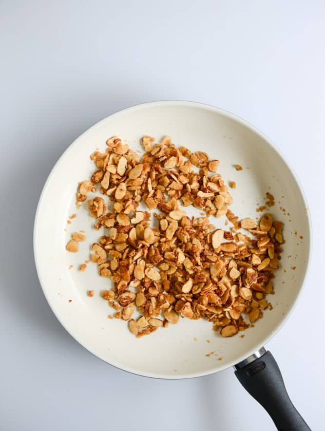 Almond Torte Mascarpone Ice Cream with a Brown Butter Almond Crunch I howsweeteats.com