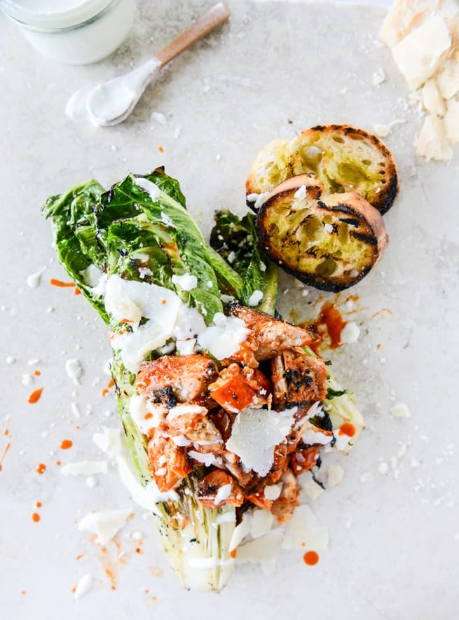 grilled caesar buffalo chicken salad I howsweeteats.com