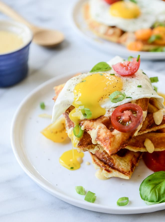 cheddar cornbread waffles I howsweeteats.com