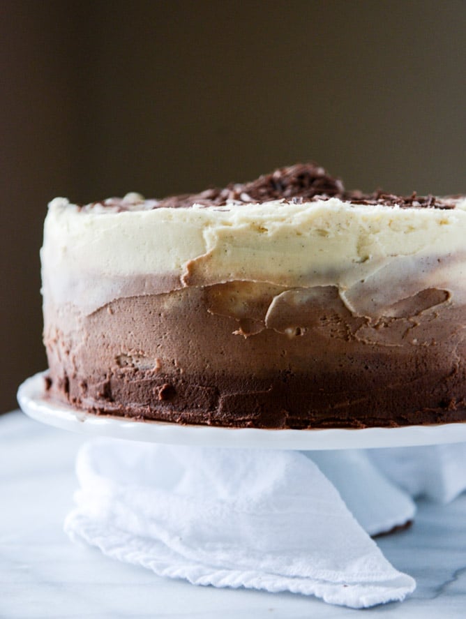 chocolate vanilla bean cake I howsweeteats.com