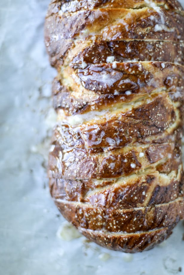 beer cheese soft pretzel garlic bread I howsweeteats.com