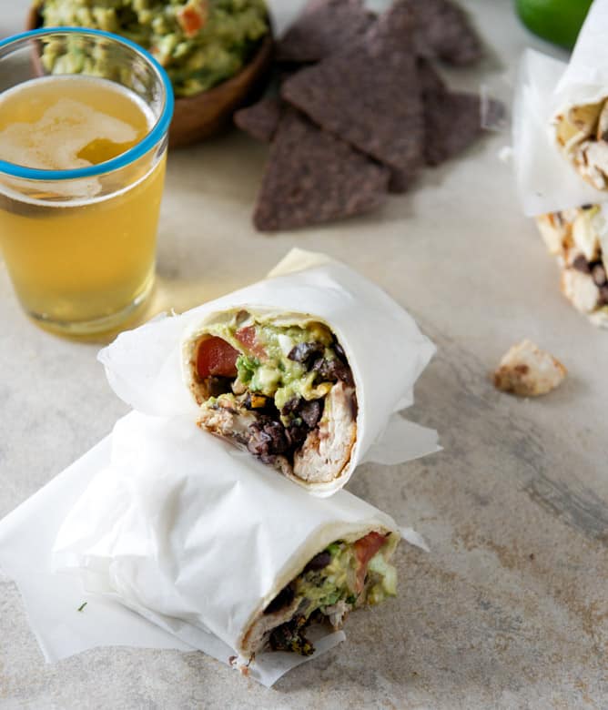 Tequila Lime Chicken and Black Bean Burritos I howsweeteats.com