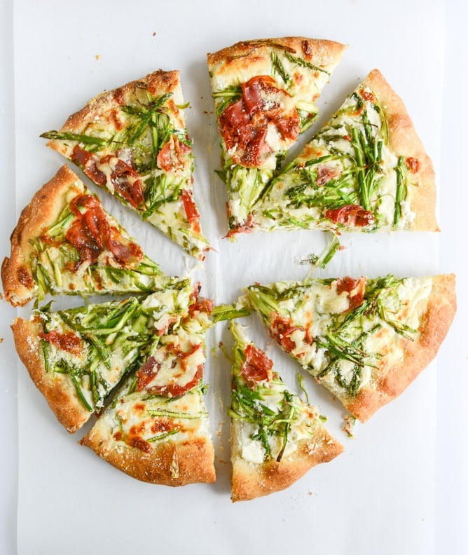 Asparagus Ribbon and Whipped Ricotta Pizza I howsweeteats.com