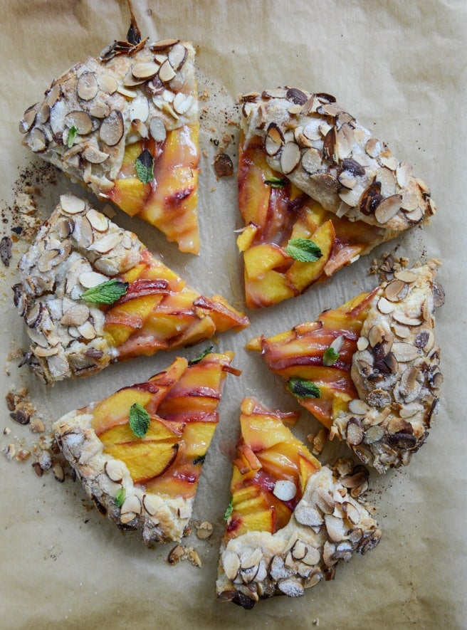 ginger peach galette with almond crust I howsweeteats.com