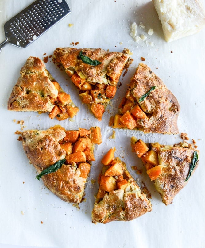 parmesan crusted butternut galette with fried sage I howsweeteats.com