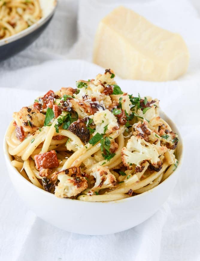 charred cauliflower carbonara I howsweeteats.com