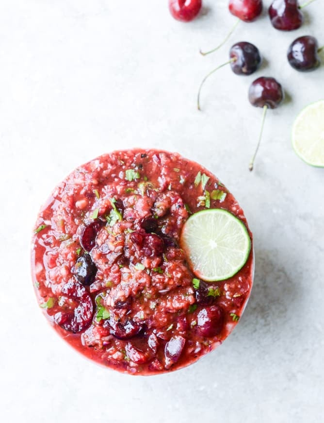 grilled cherry salsa I howsweeteats.com