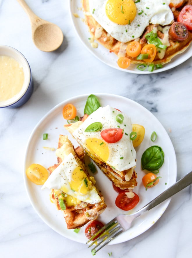 cheddar cornbread waffles I howsweeteats.com