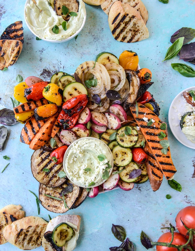 marinated grilled veggies with avocado feta I howsweeteats.com