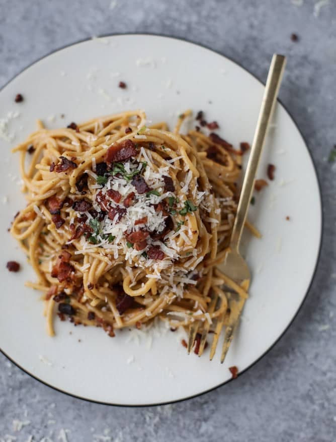 butternut squash spaghetti carbonara I howsweeteats.com 