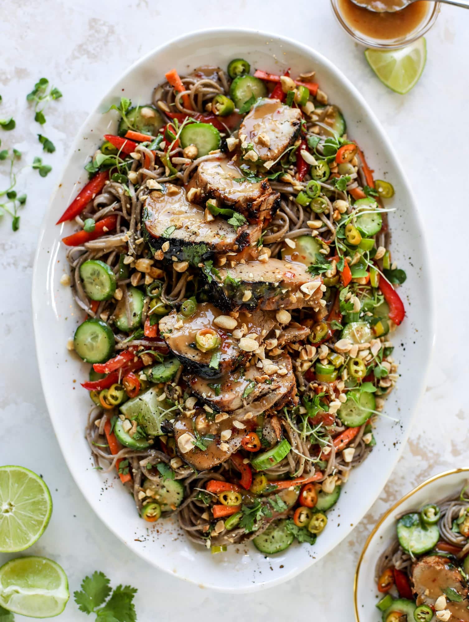 grilled thai pork tenderloin with soba noodle salad