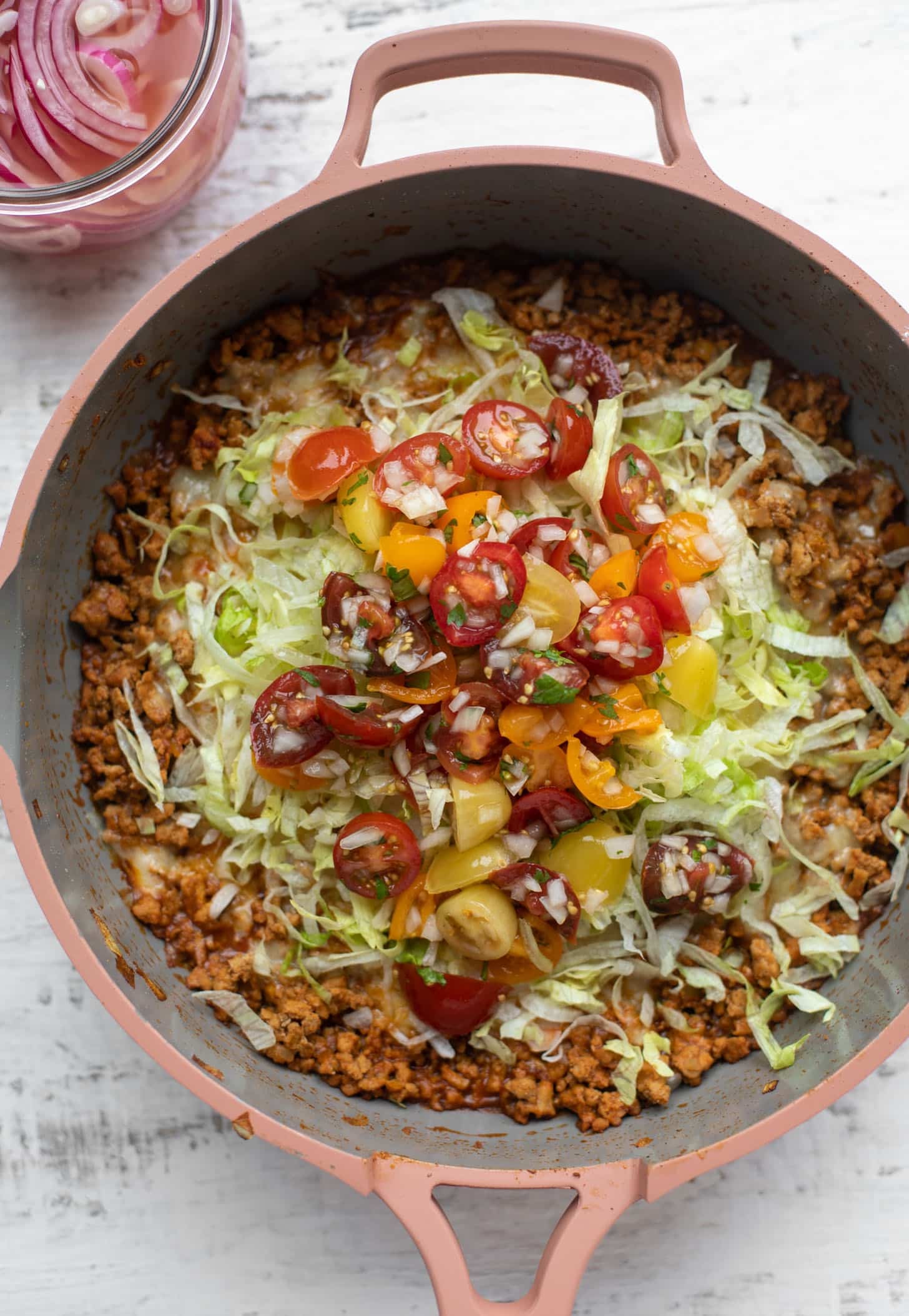 turkey tacos with shredded lettuce and pico