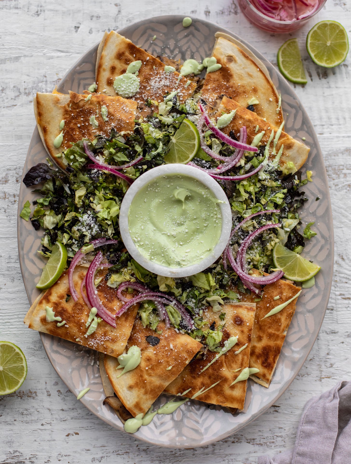 smoky shiitake mushroom quesadillas