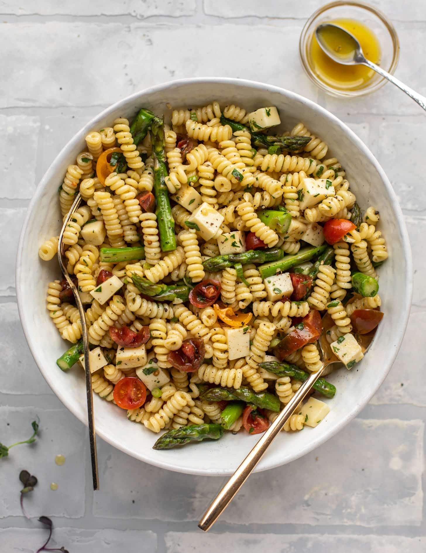 asparagus pasta salad with honey mustard dressing