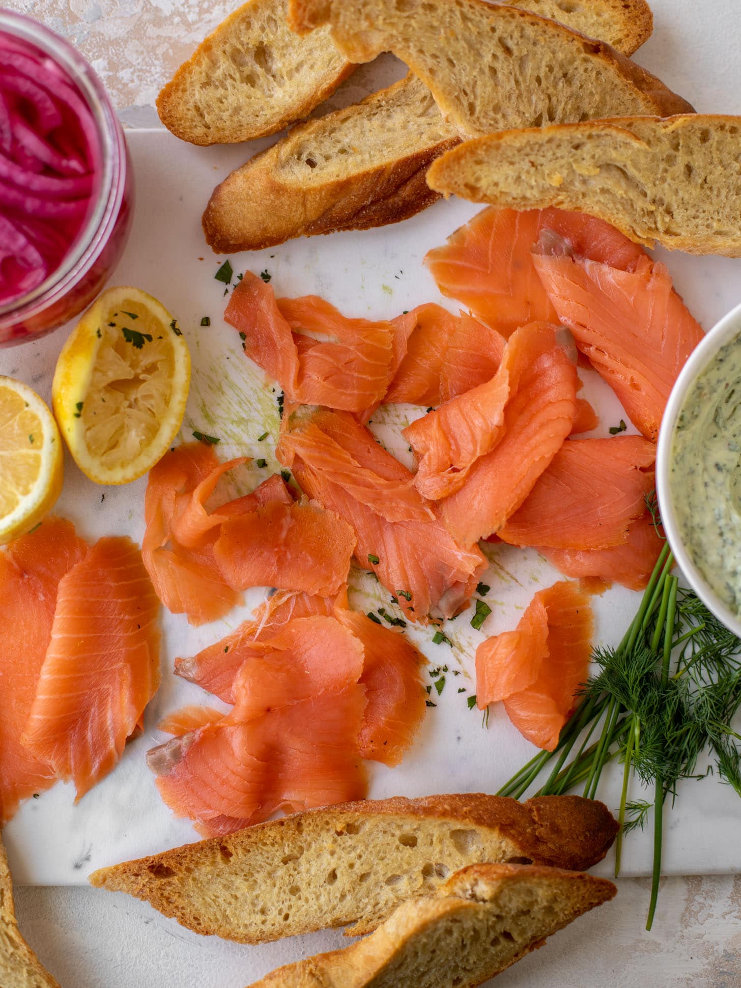 smoked salmon tartines with green goddess goat cheese