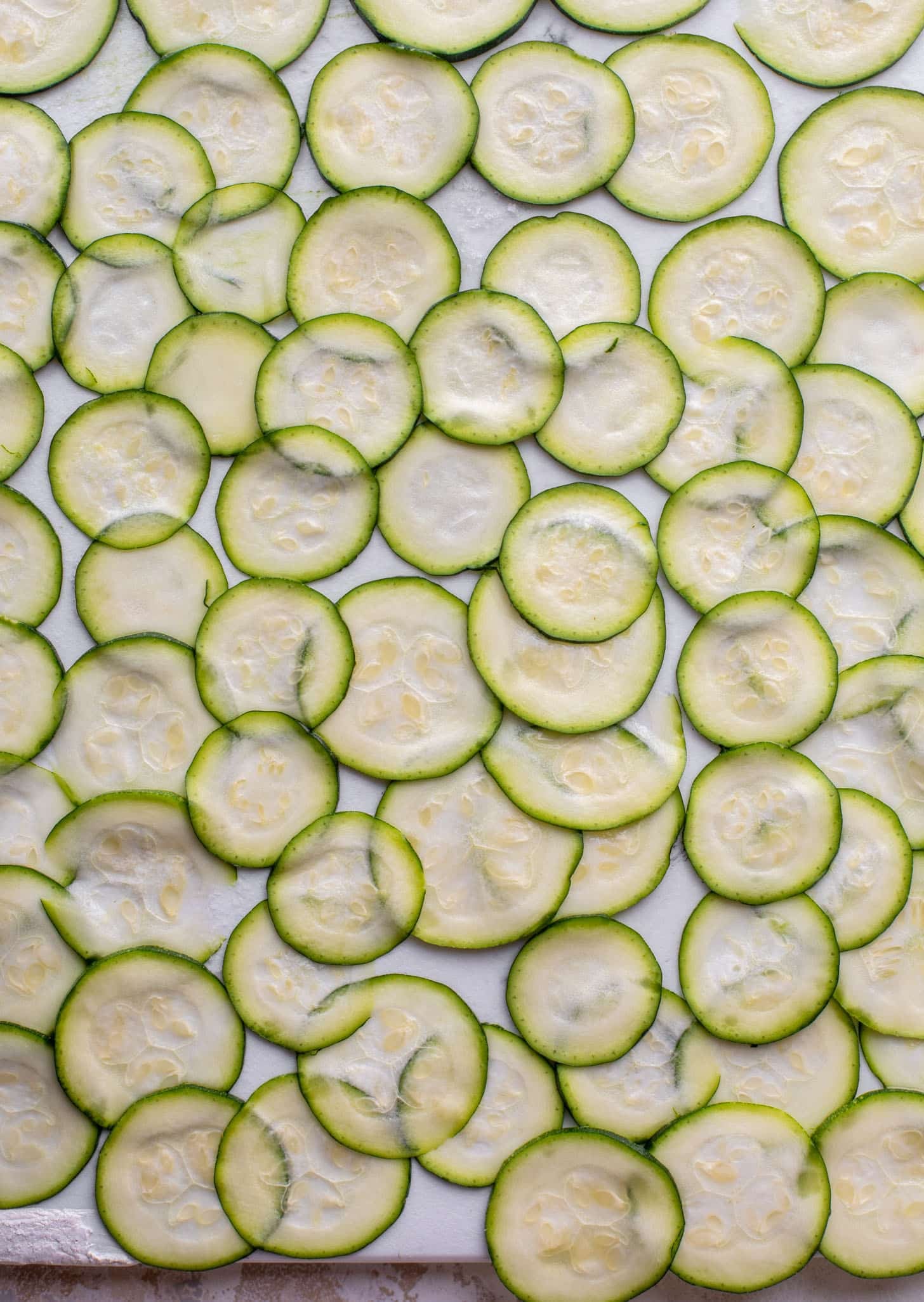thinly sliced zucchini