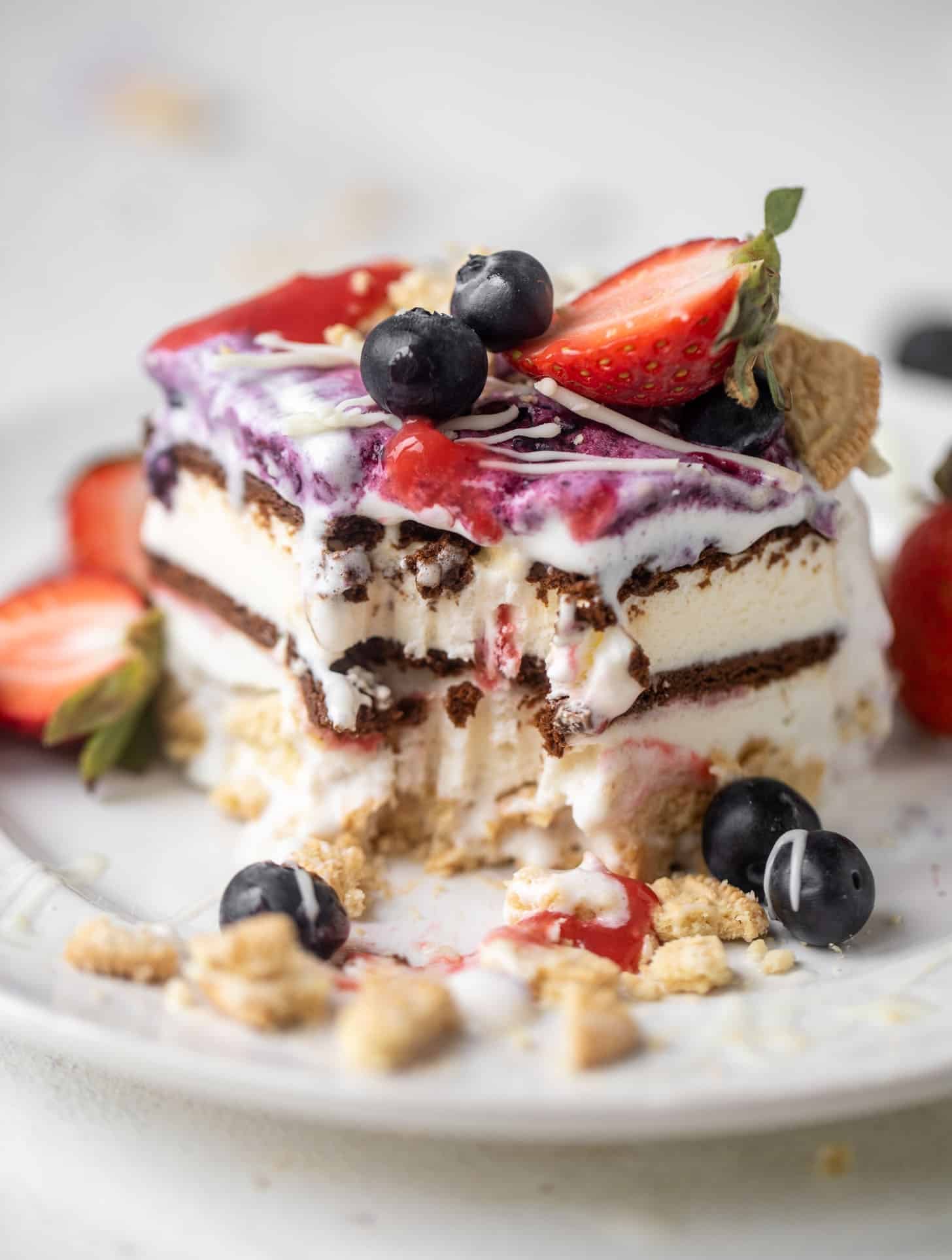 triple berry ice cream cake