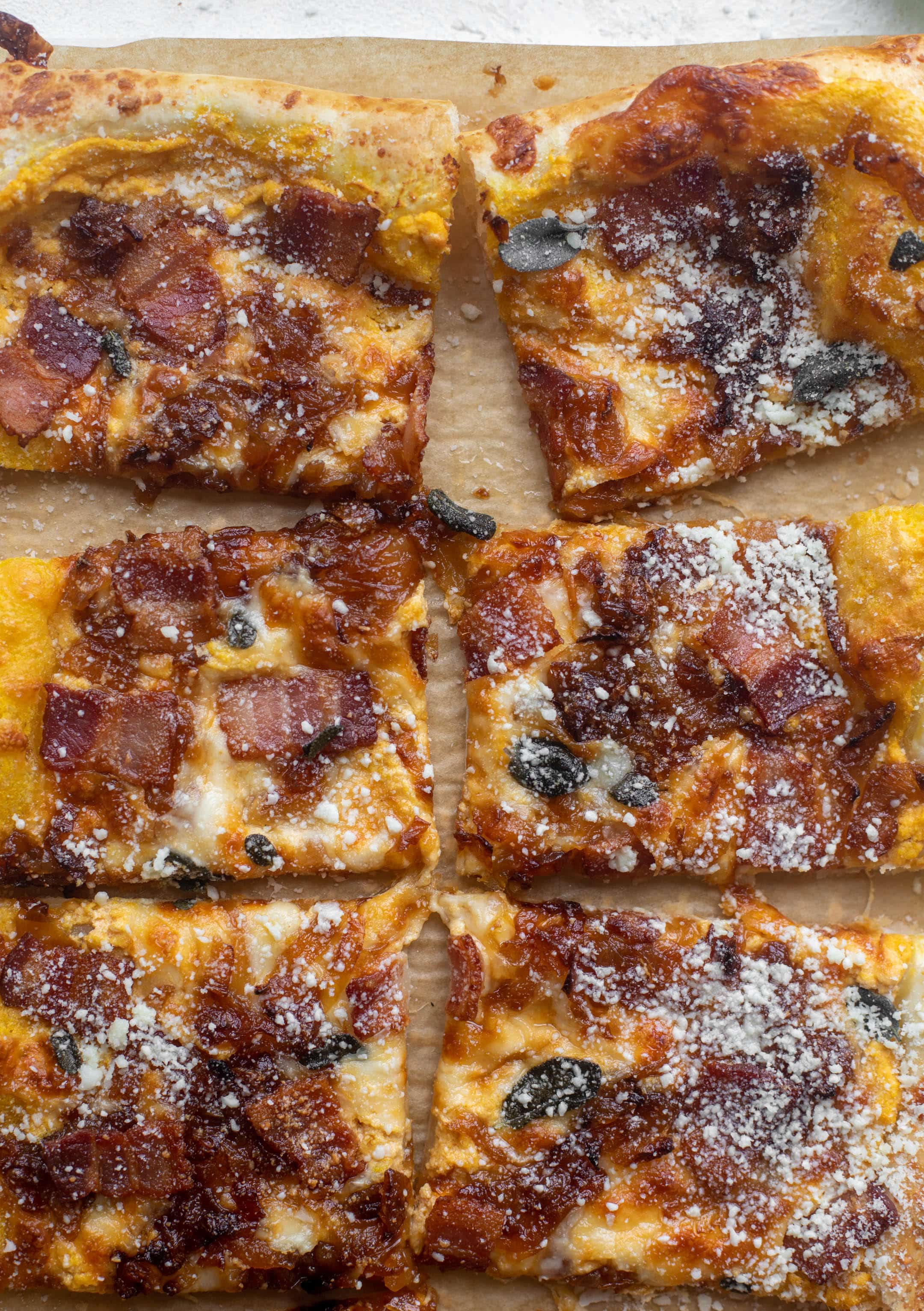 savory pumpkin puff pastry pizza