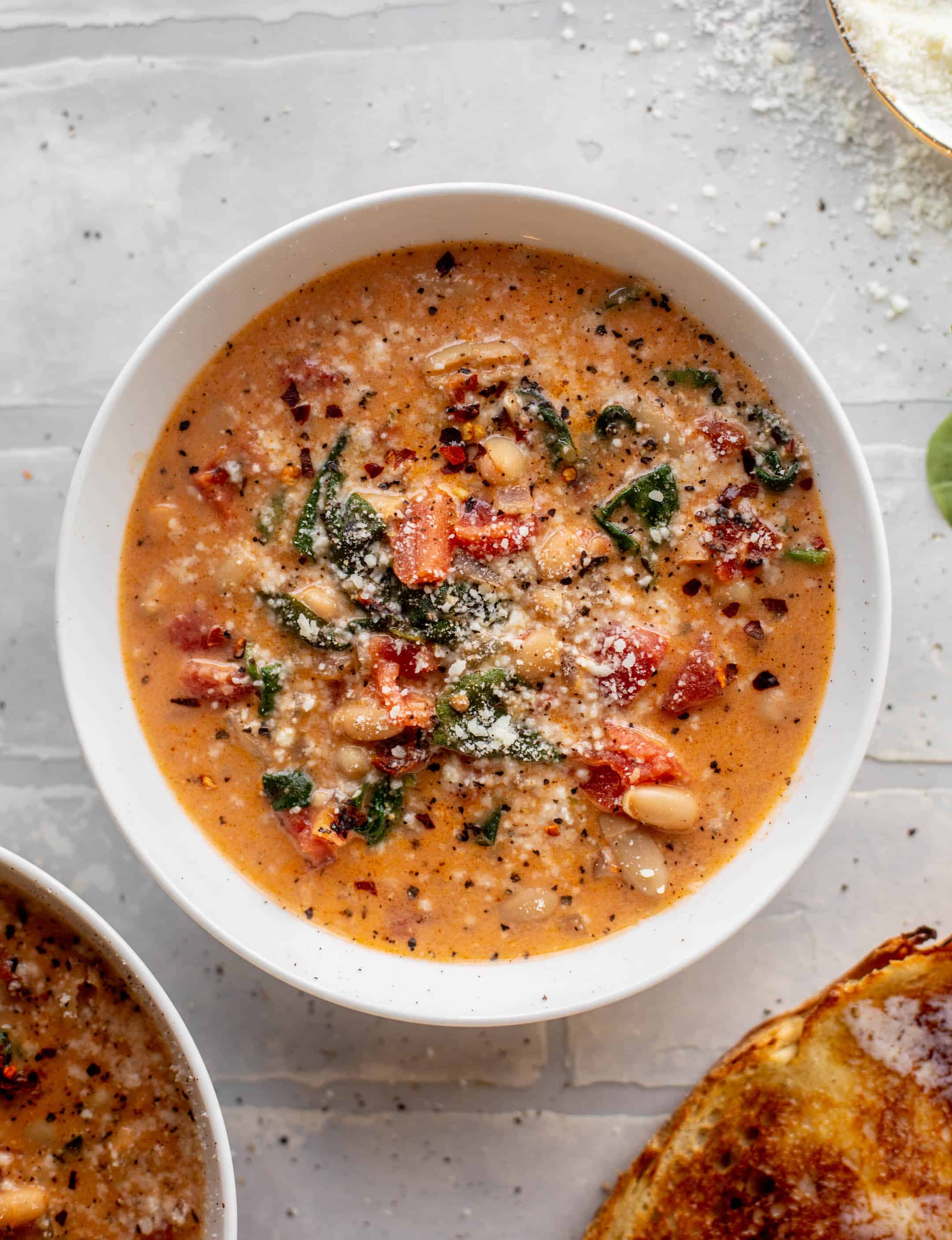 fire roasted white bean spinach soup