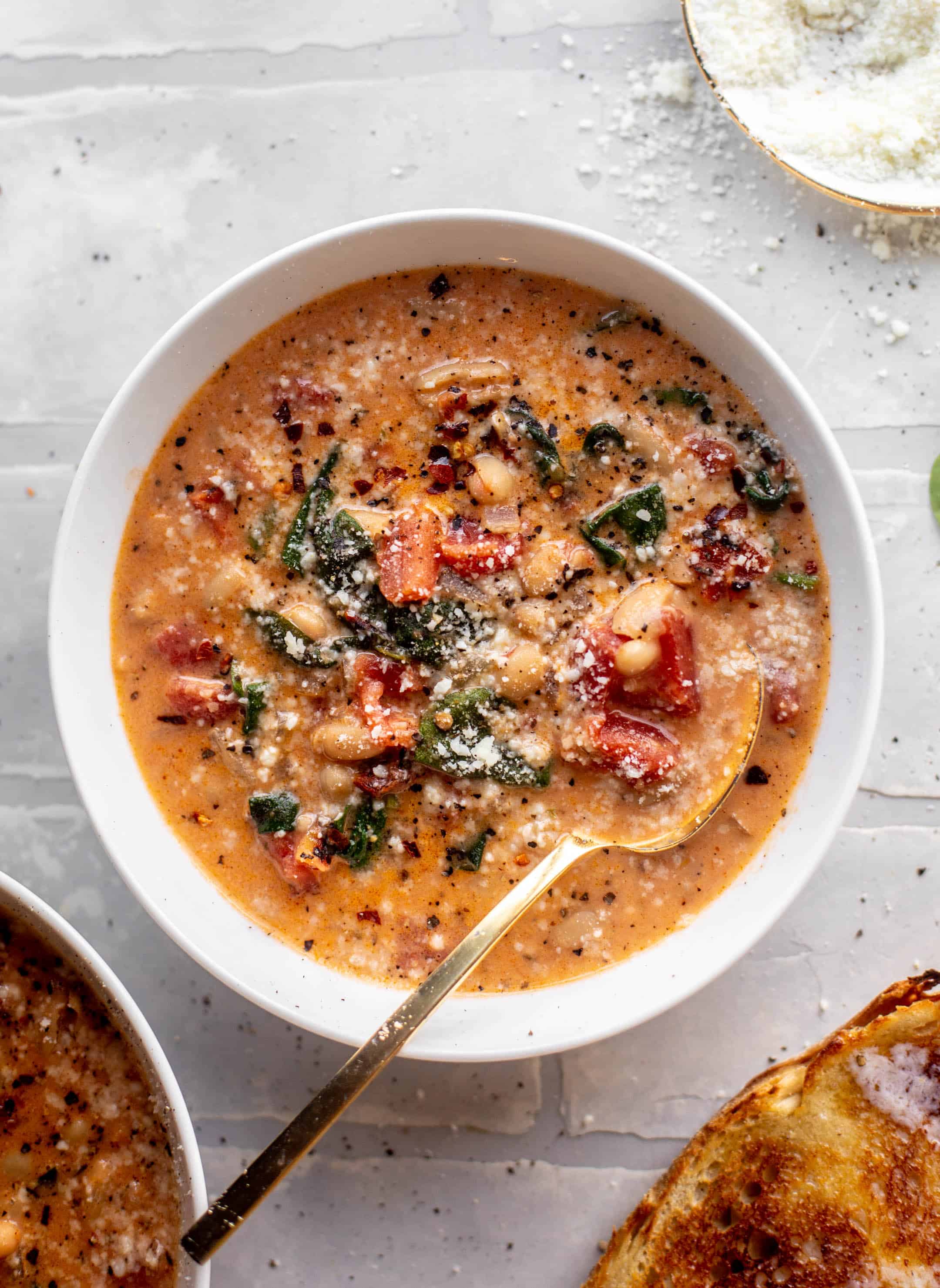 fire roasted white bean spinach soup