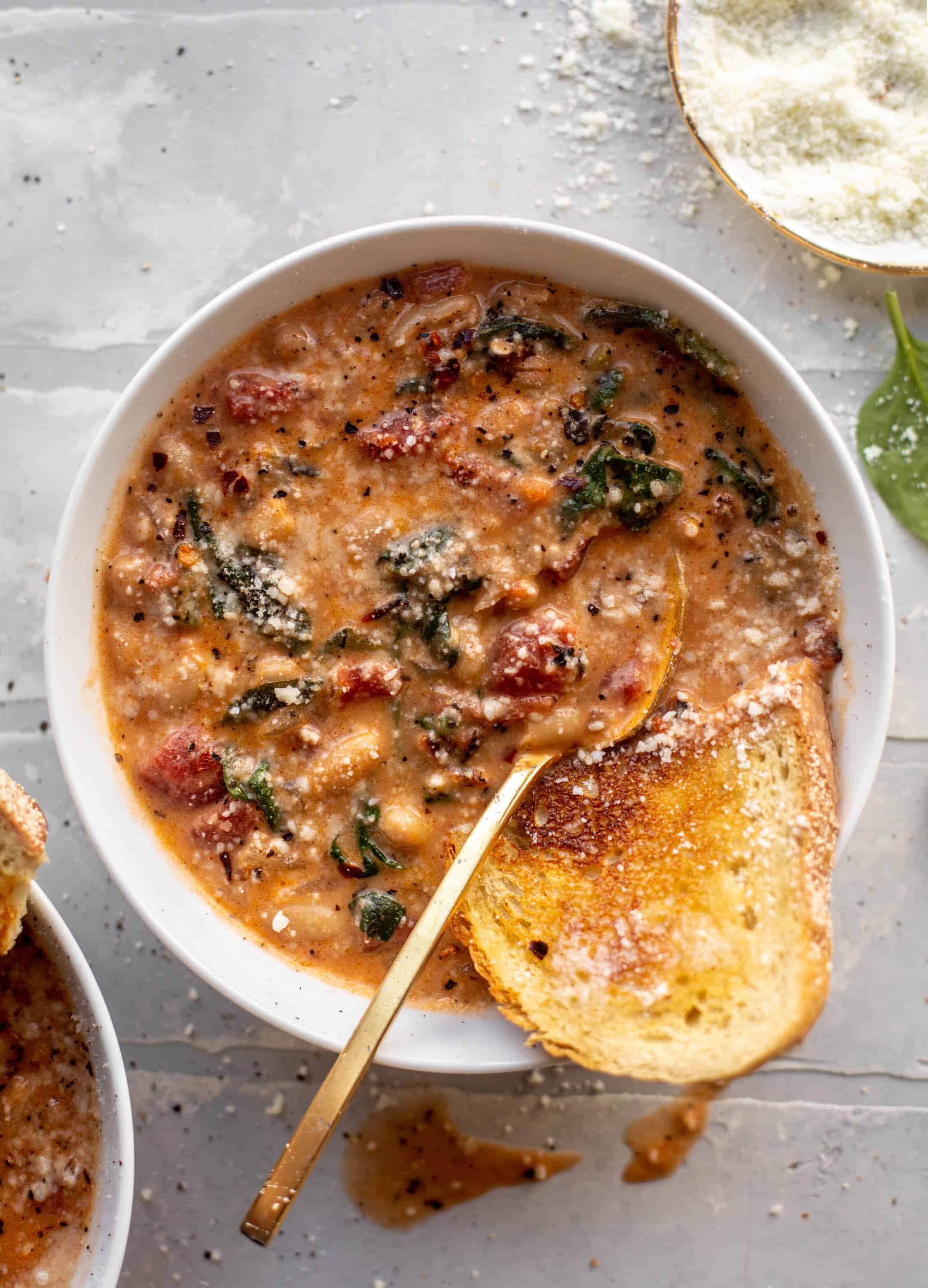 fire roasted white bean spinach soup
