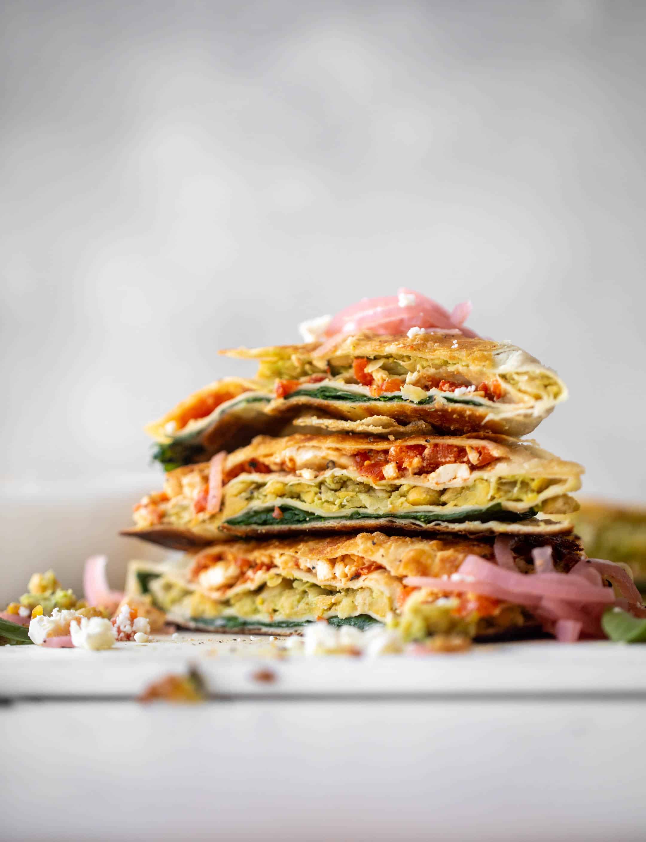 smashed chickpea tortilla wrap