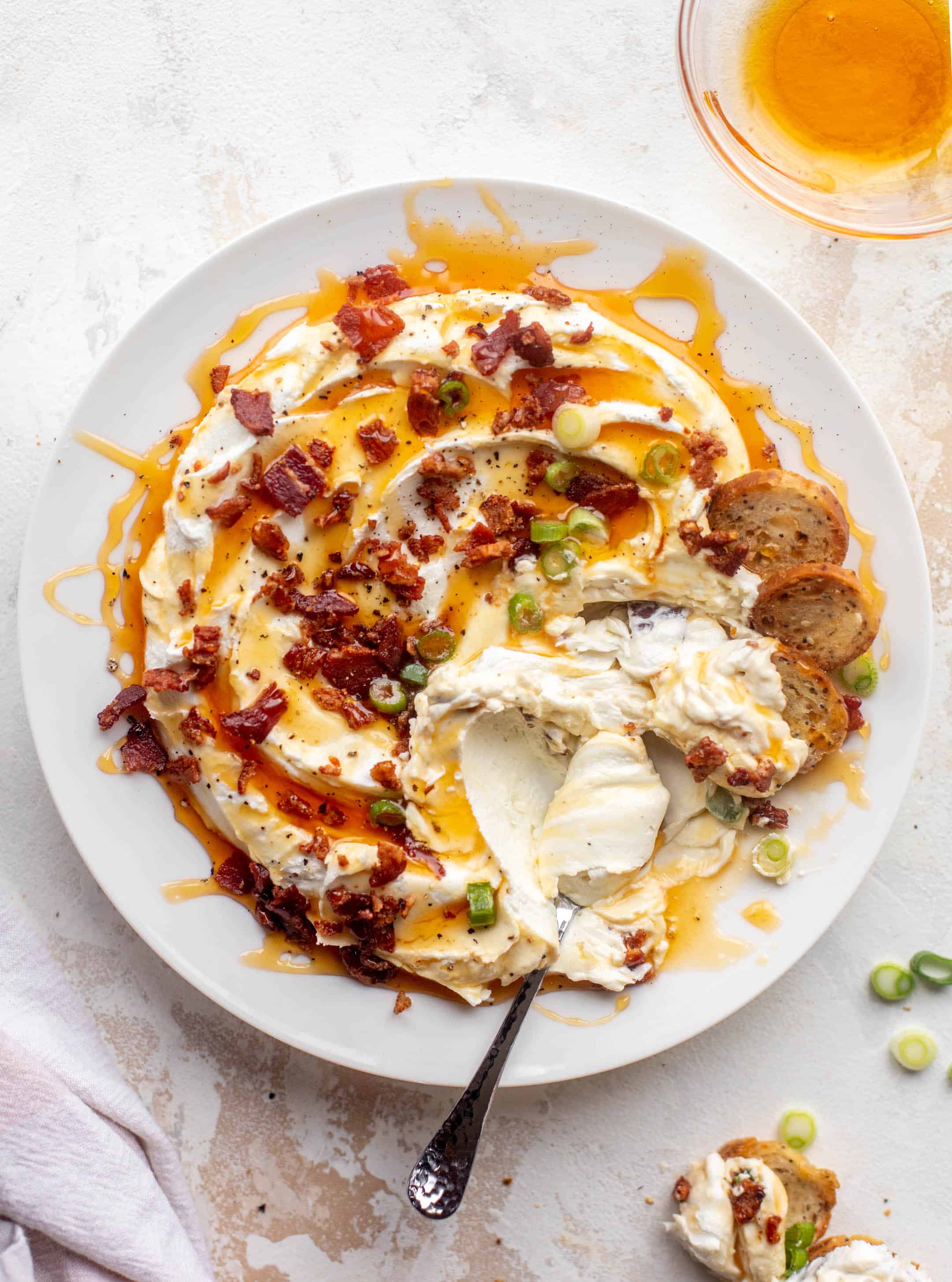 hot honey & bacon whipped goat cheese