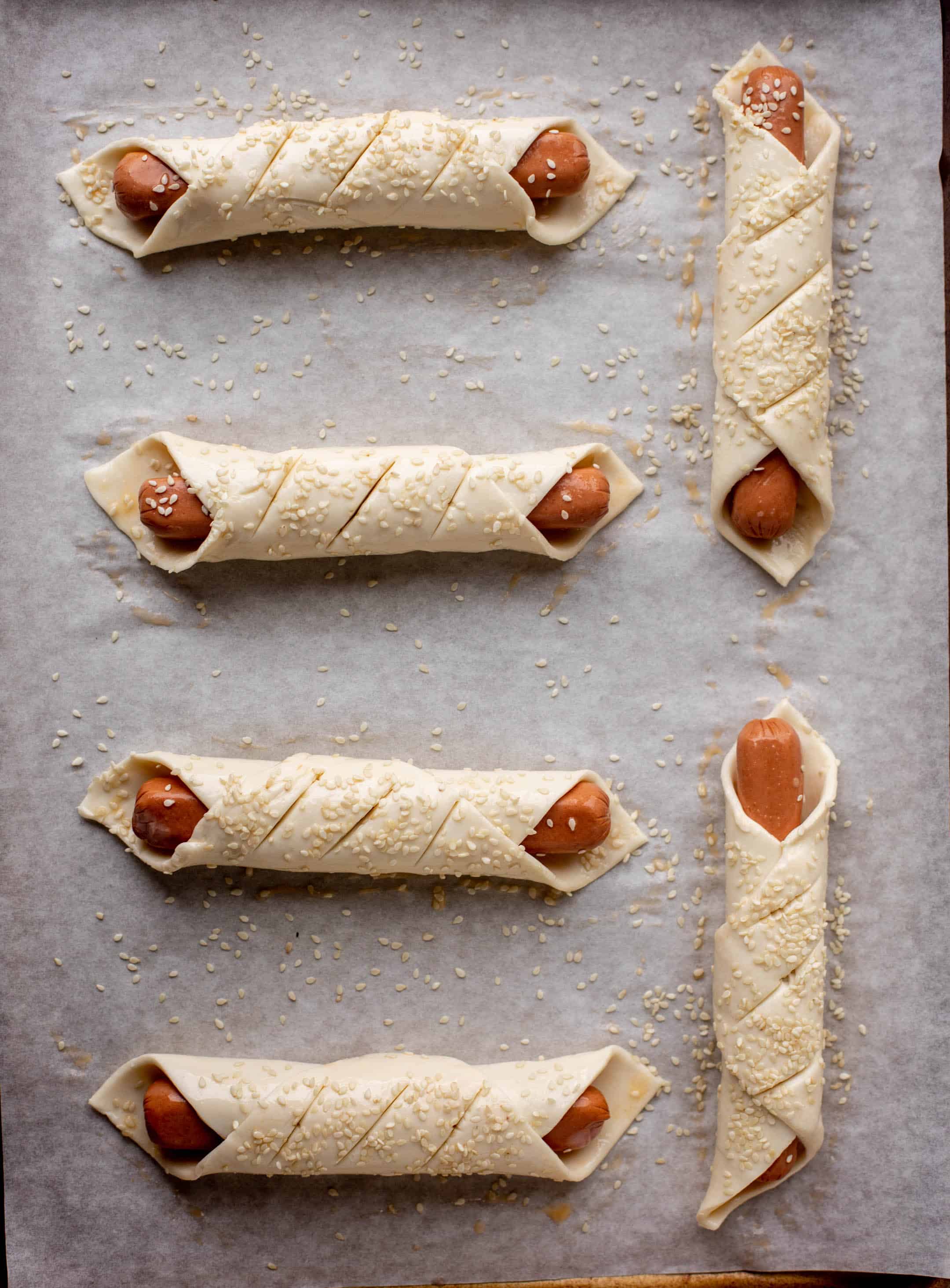 puff pastry hot dogs with hot honey mustard
