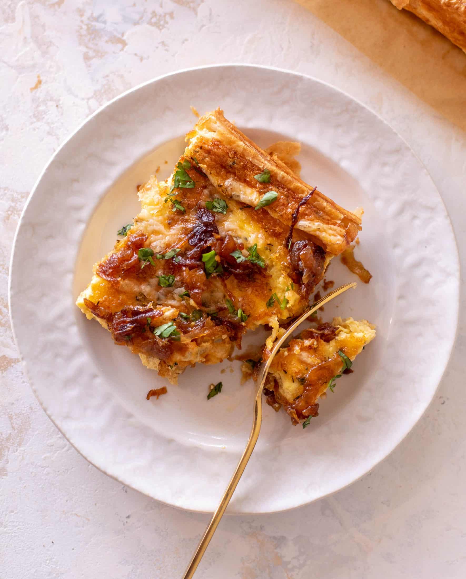 french onion puff pastry quiche